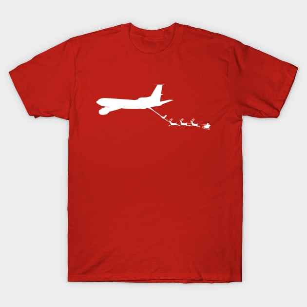 Refueling Santa KC 135 Stratotanker Aviation Holiday Design T-Shirt by DesignedForFlight